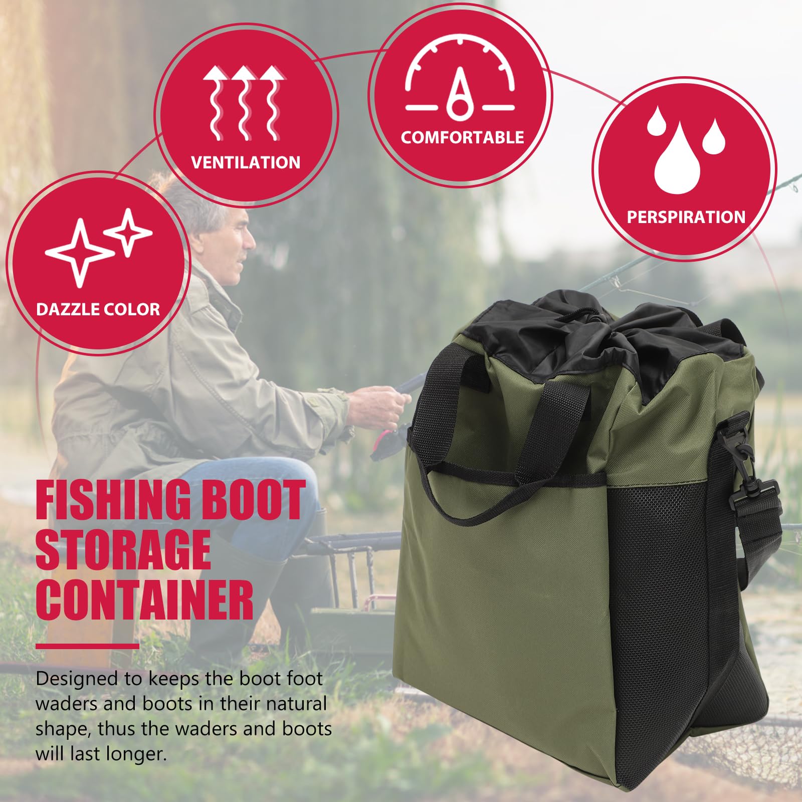 Secure drawstring closure on wader bag