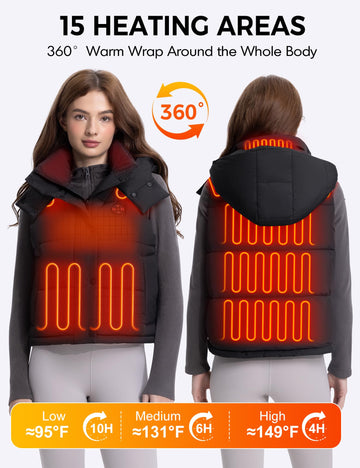 TODWARM women heated vest back view showing even heat distribution for comfort.