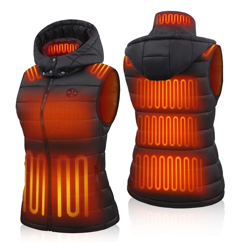 TODWARM women's heated vest front view showing broad warmth from 15 heating zones for cold commutes