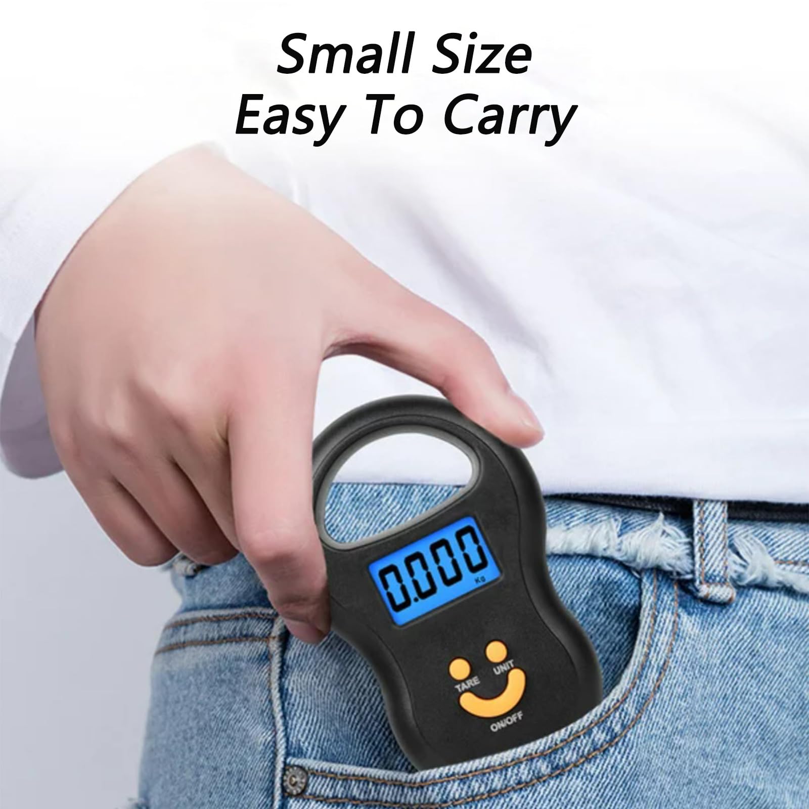 Portable digital scale in black with compact design