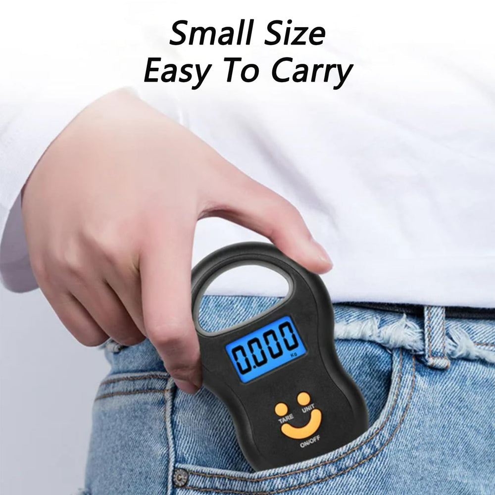 Portable digital scale in black with compact design