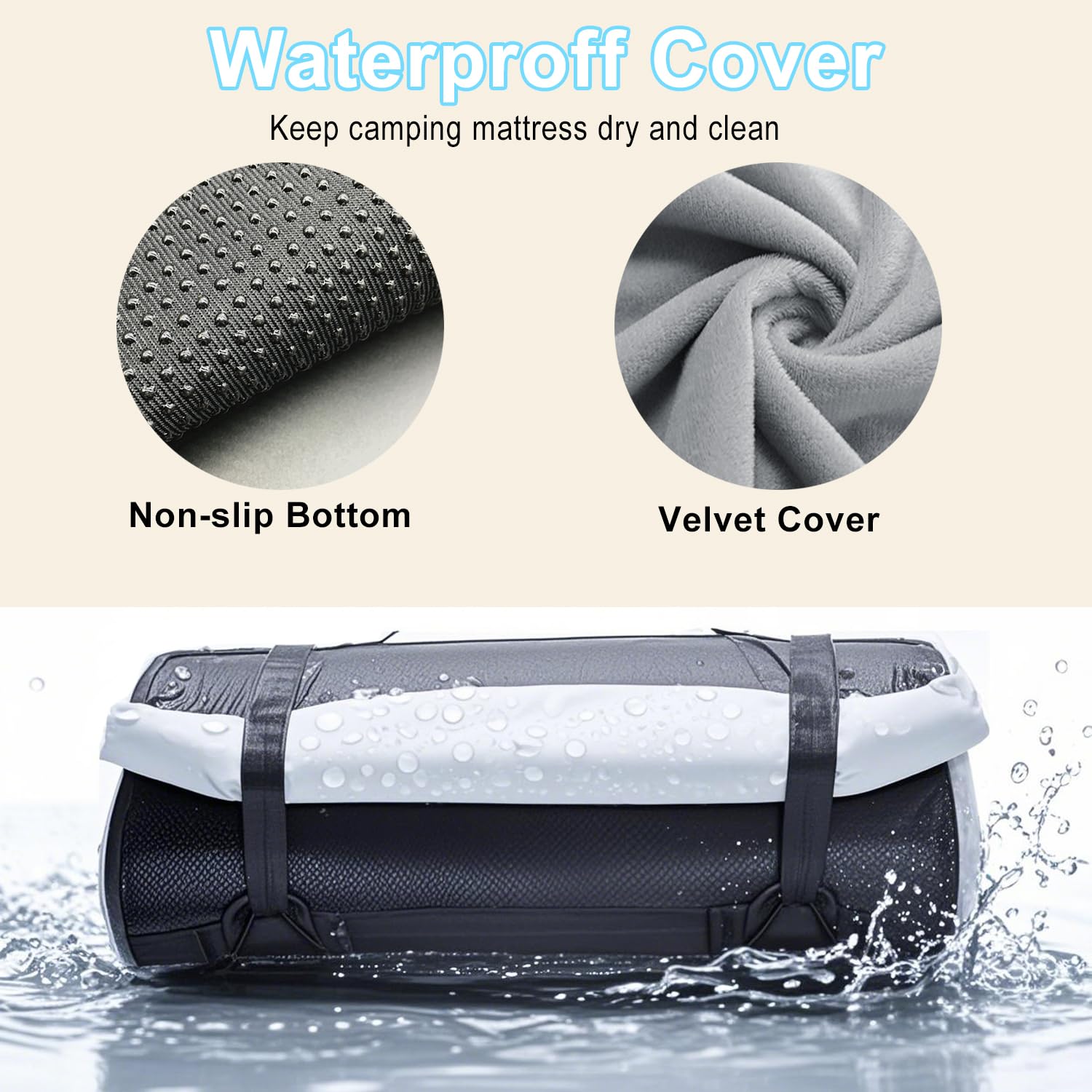 TokSay foam camping mattress with non-slip bottom stays stable on uneven ground.