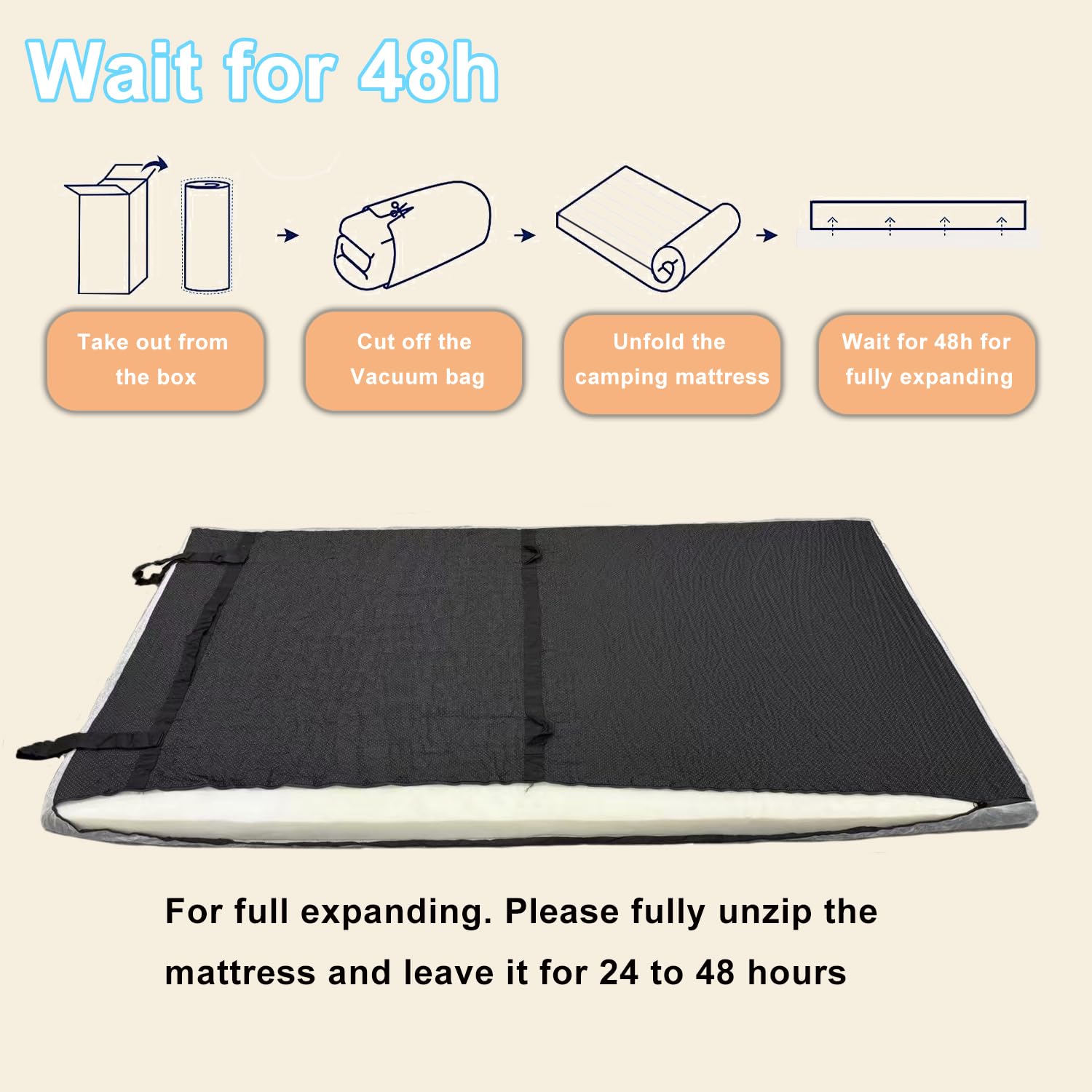 TokSay foam camping mattress with waterproof cover protects against dew and rain.
