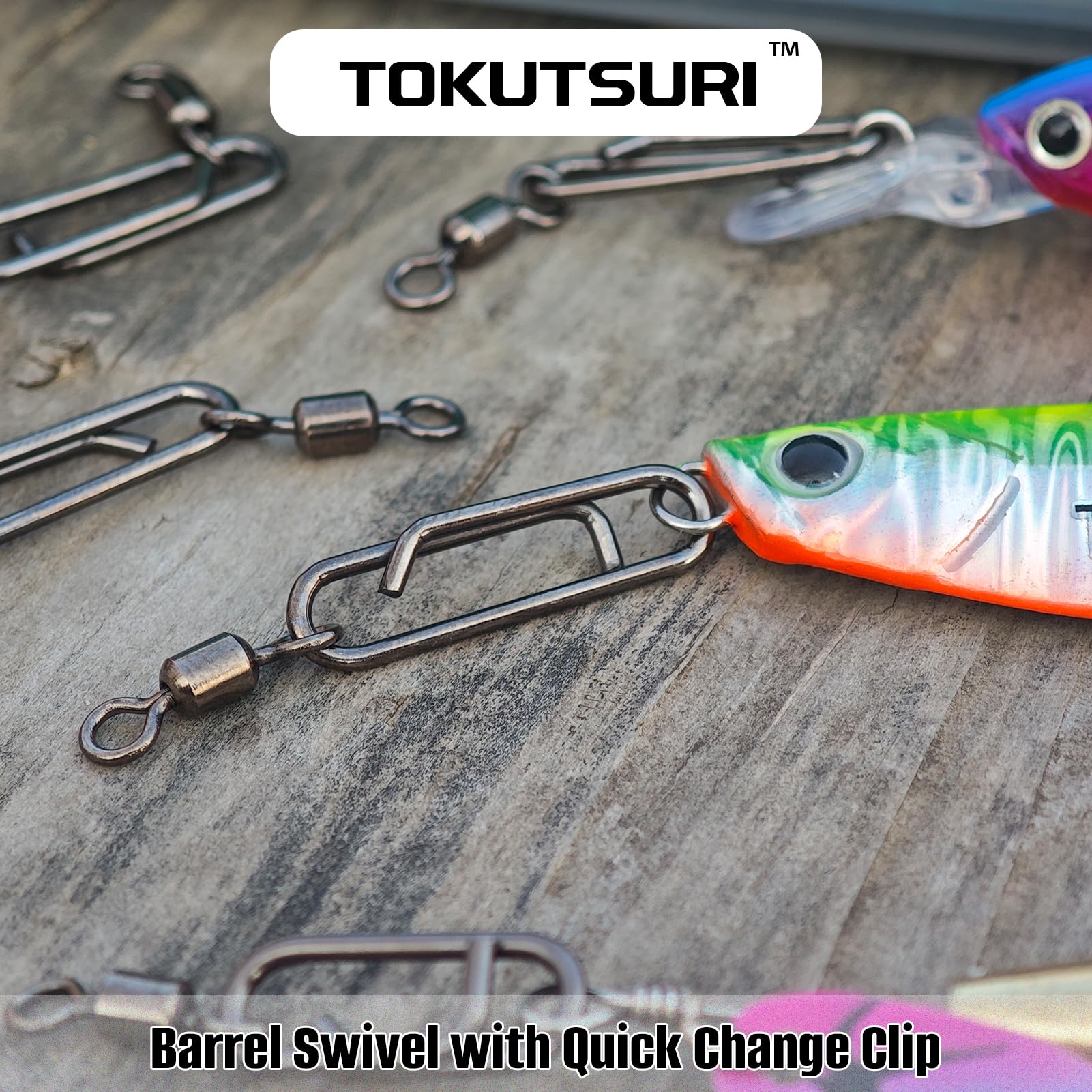 Close-up of quick-change clip attached to barrel swivel