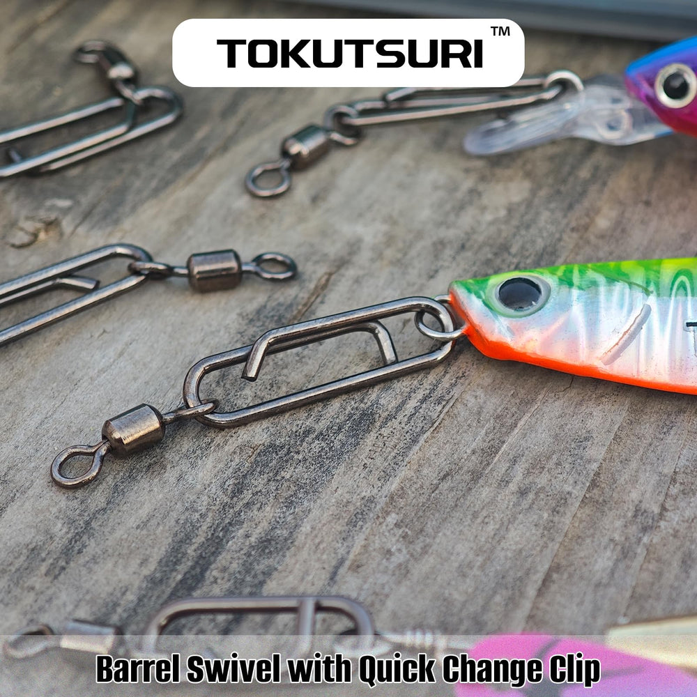 Close-up of quick-change clip attached to barrel swivel