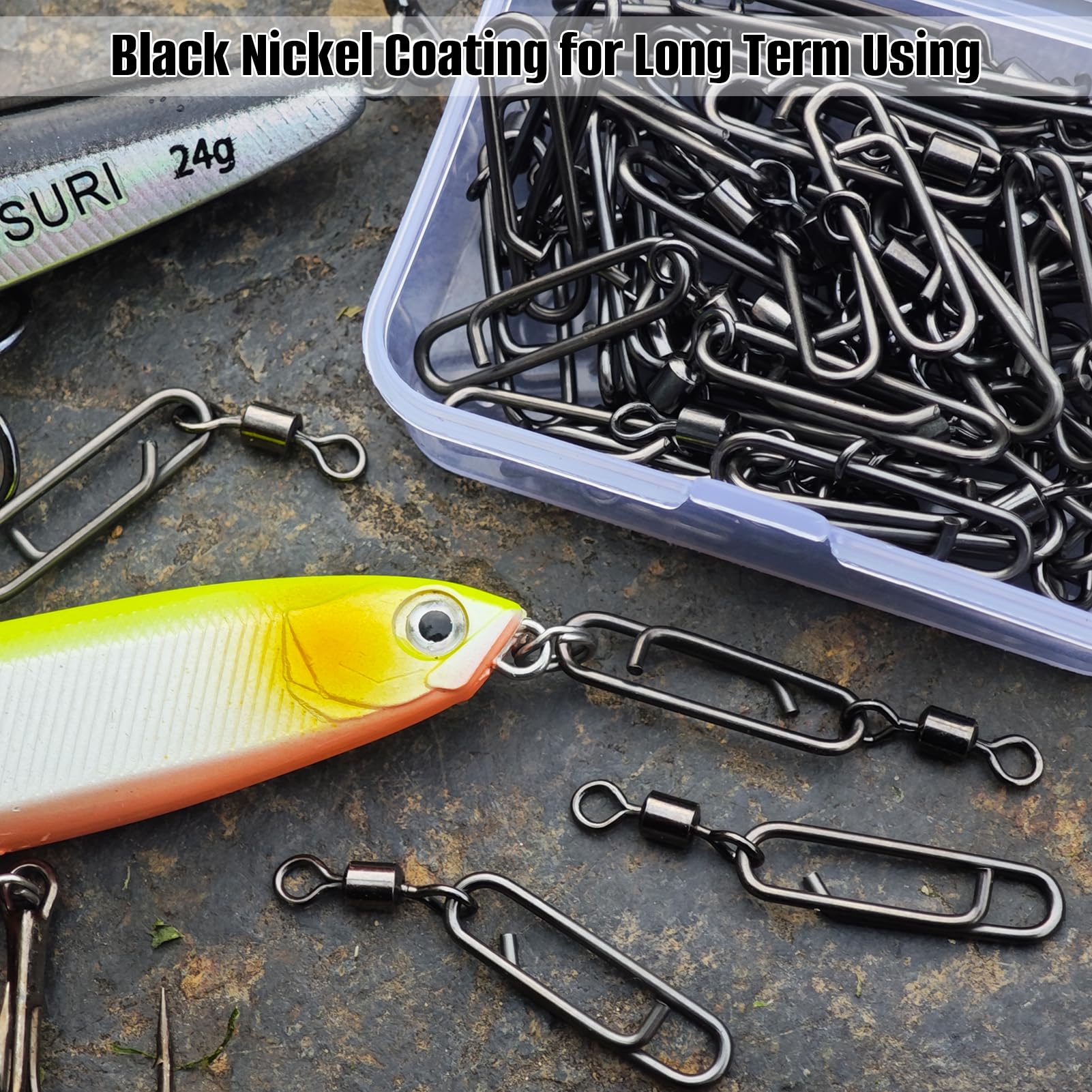 Saltwater and freshwater durable fishing tackle components