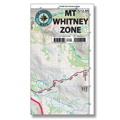 Tom Harrison Maps Mt Whitney Zone map shows detailed topo and trail data for planning your hike.