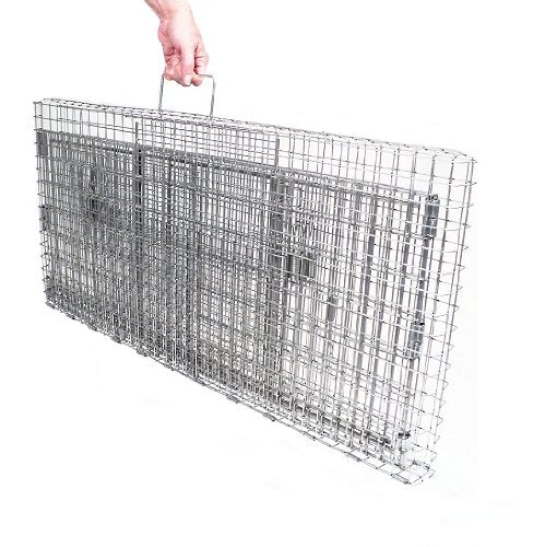 Tomahawk DT1 trap collapsed for easy transport and storage