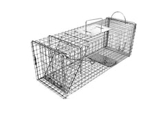 Tomahawk Live Trap Model 606 front view with bait saver for safe handling.