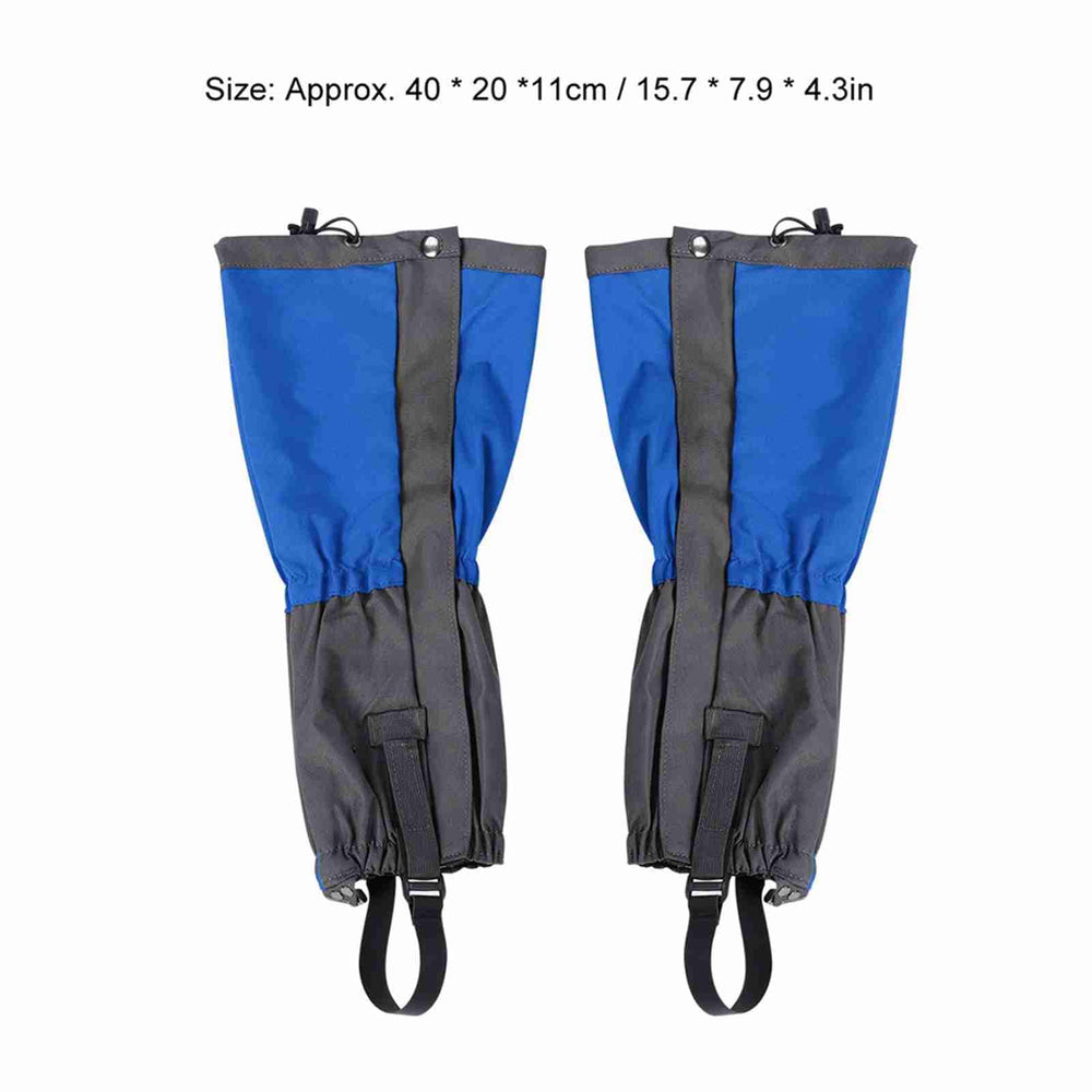 Tomedny blue waterproof leg gaiters shield legs from moisture on trails.