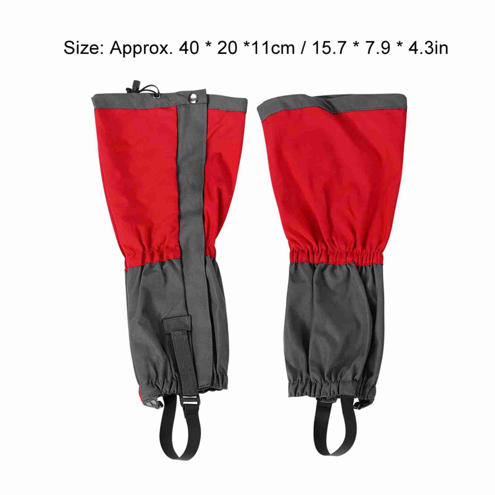 Tomedny red snow gaiters around the ankle providing full leg coverage