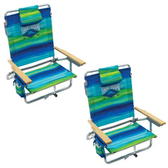 Tommy Bahama 2-pack backpack beach chairs opened for shared seaside seating