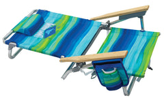 Tommy Bahama 5-position adjustment demonstrates lay-flat tanning option