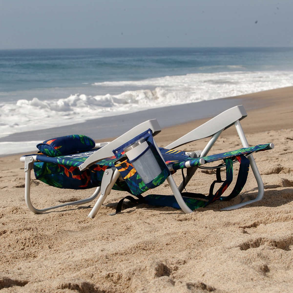 Tommy Bahama chair with backpack straps for hands-free carry
