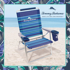 Tommy Bahama chair features built-in cup holder and phone slot for quick access