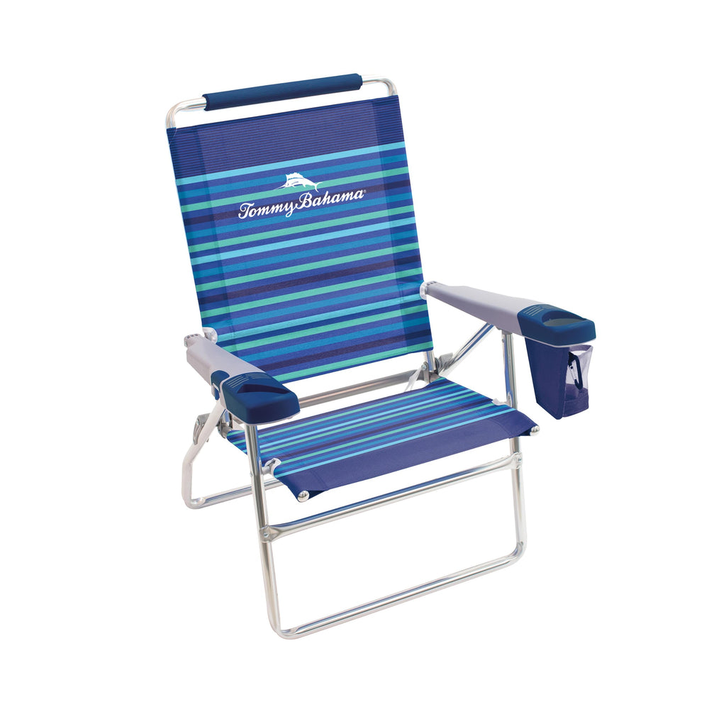 Tommy Bahama chair's rust-proof aluminum frame supports up to 250 lbs for durability