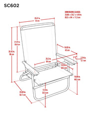 Tommy Bahama chair closed for compact transport and storage.