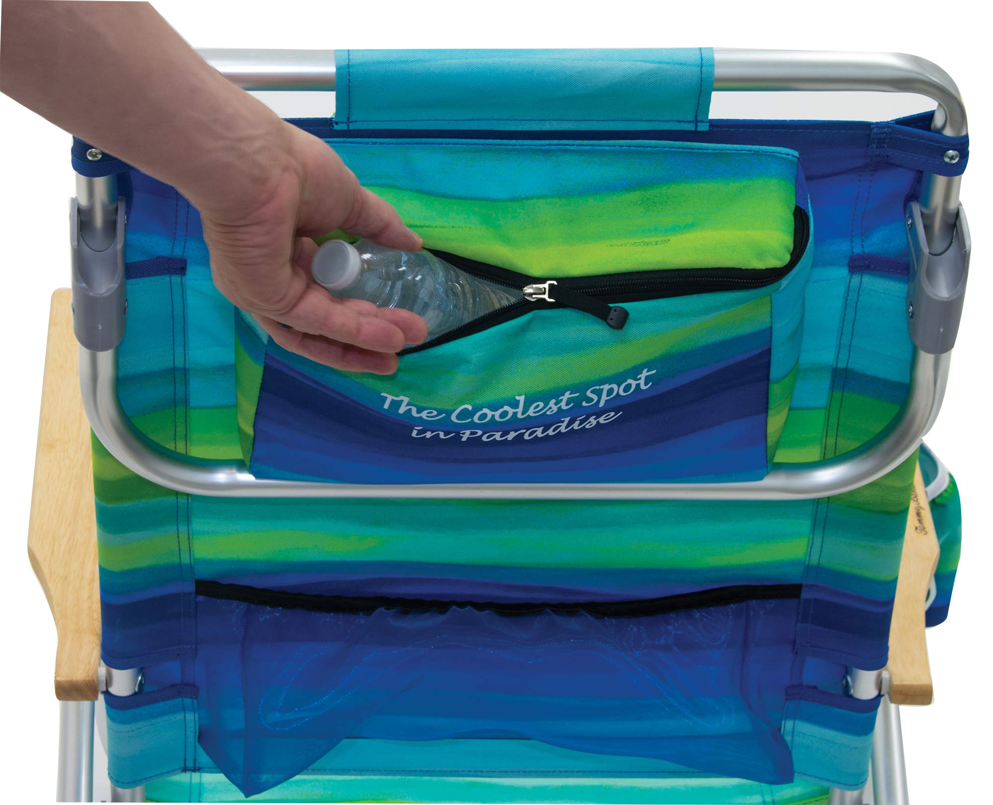 Tommy Bahama cooler and cup holder keeps drinks by the chair