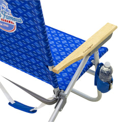 Tommy Bahama Easy In-Easy Out Chair blue hardwood arms provide sturdy support on sand or grass