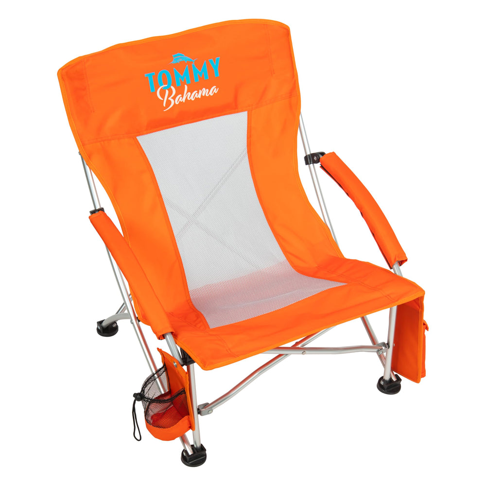 Tommy Bahama Go-Everywhere chair opened for relaxed outdoor seating at a tailgate