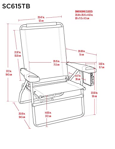 Tommy Bahama highboy chair offers four recline positions for customizable comfort.