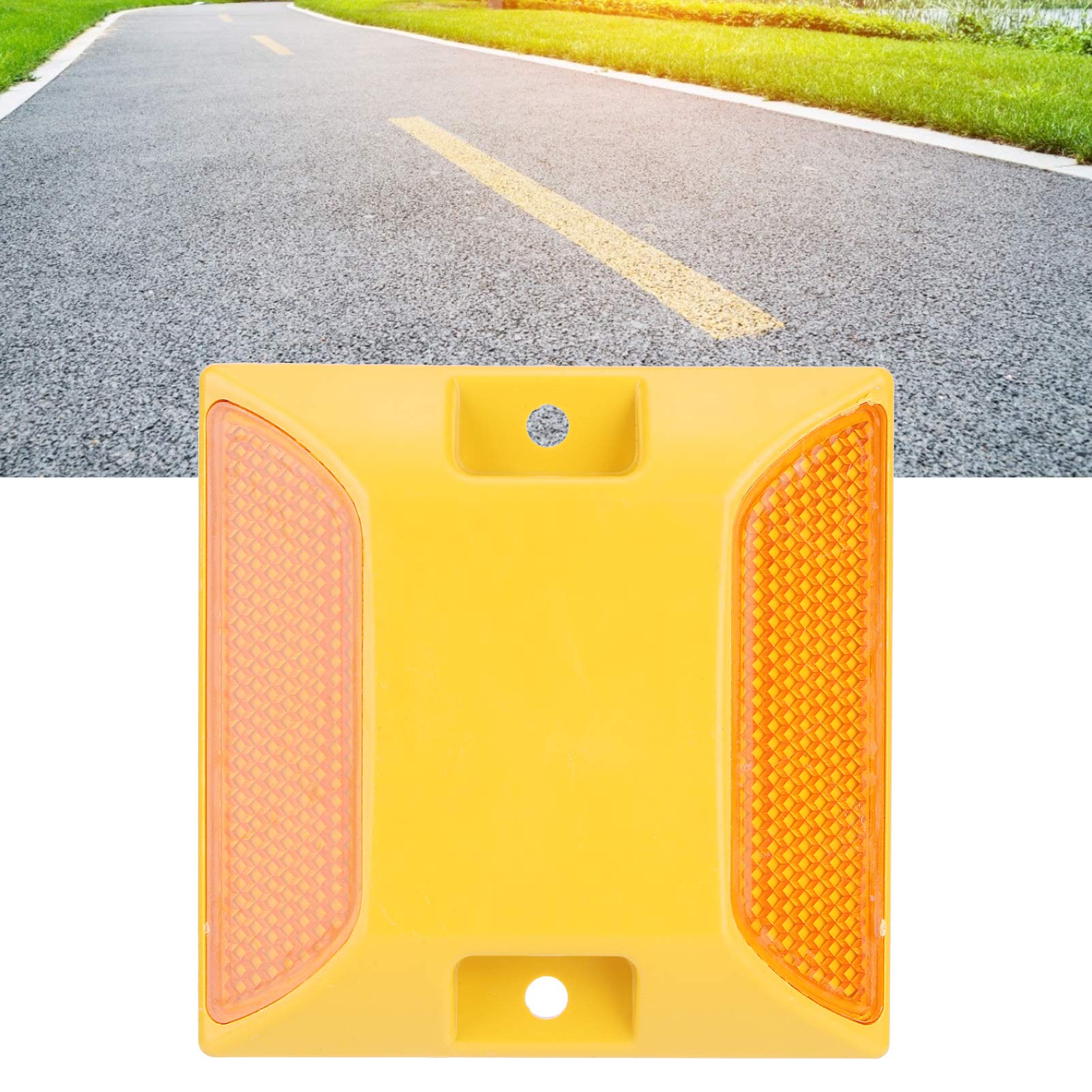 Tomotato road marker yellow 6-pack on road for high visibility.