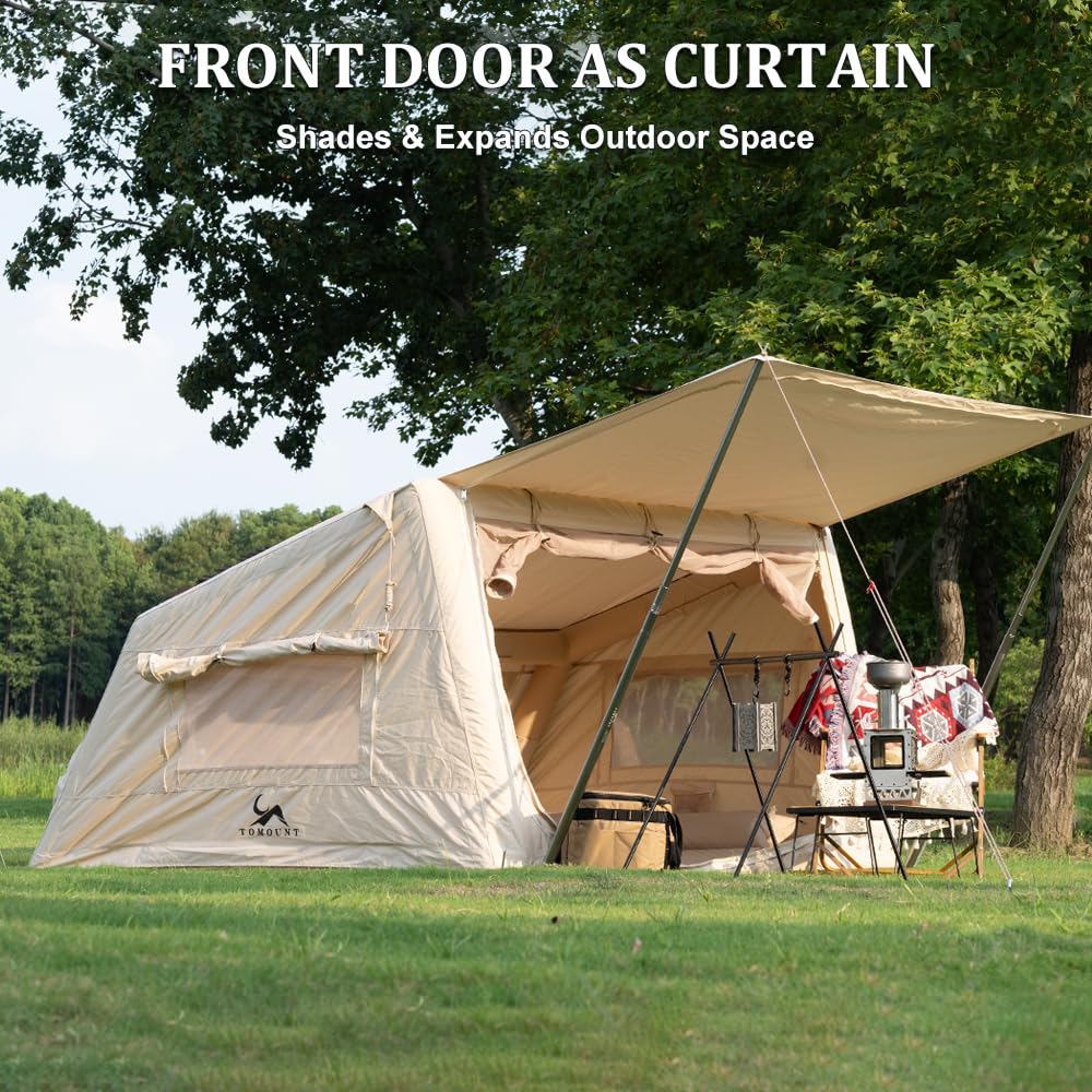 TOMOUNT canvas tent pump closeup featuring the manual pump action