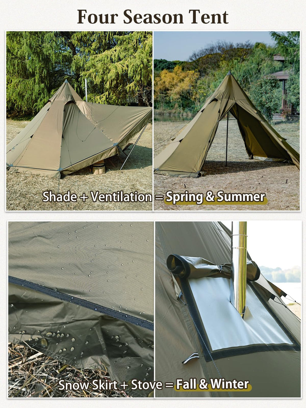 TOMOUNT Hot Tent double doors improve airflow and access.