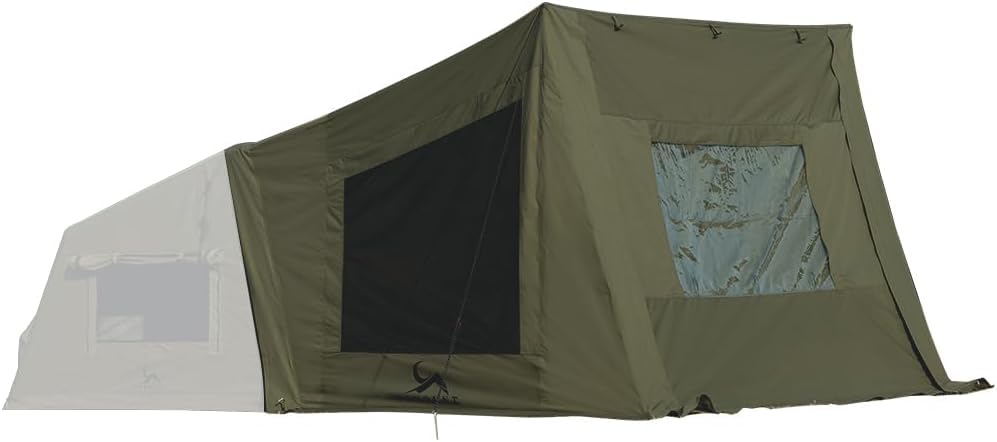 TOMOUNT inflatable canvas tent front view highlights quick setup.