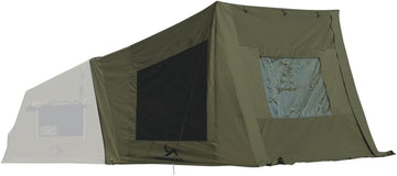 TOMOUNT inflatable canvas tent front view highlights quick setup.