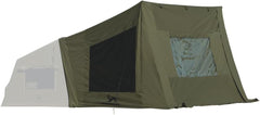 TOMOUNT inflatable canvas tent front view highlights quick setup.