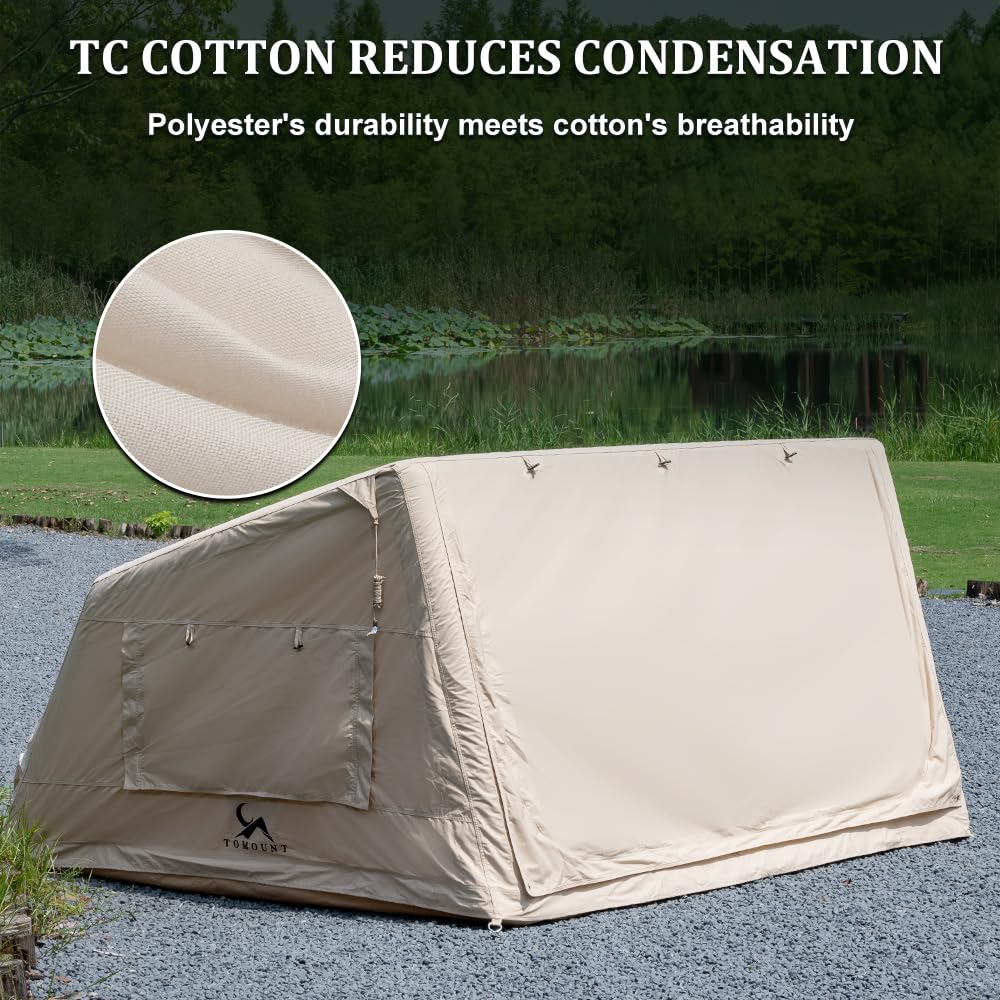 TOMOUNT inflatable tent front view highlighting roomy exterior and door access