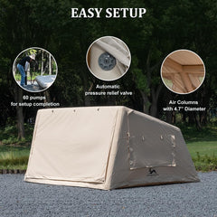 TOMOUNT inflatable tent side view showcasing breathable fabric and ventilation
