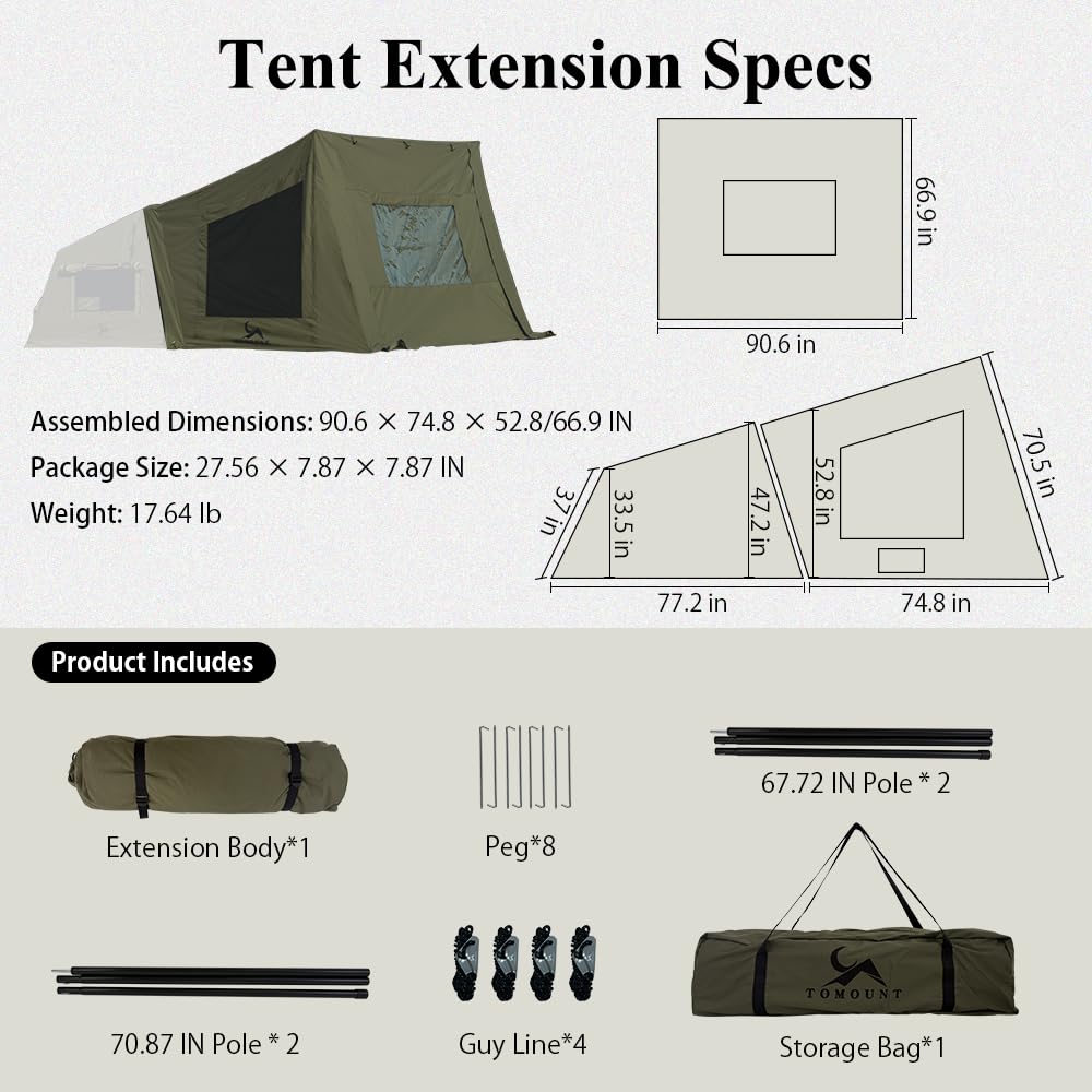 TOMOUNT tent assembly with four poles for easy setup and reliable structure.