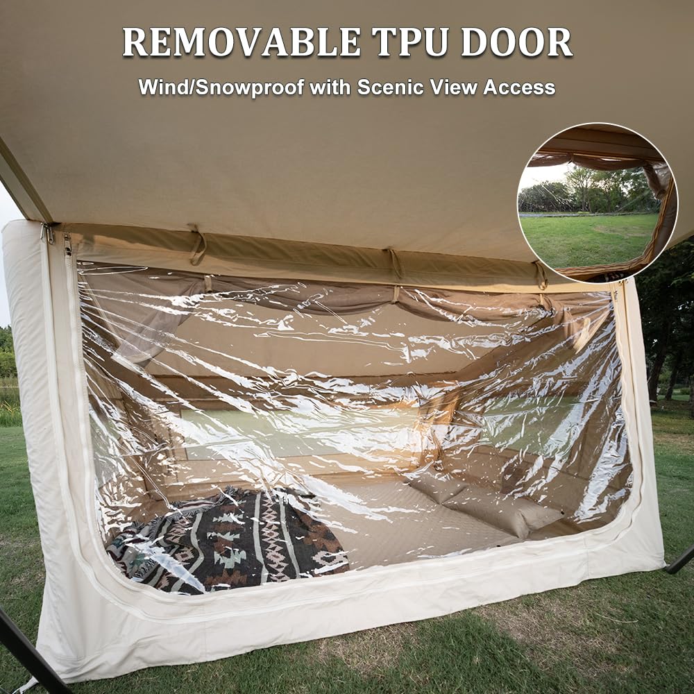 TOMOUNT tent interior space demonstrated for two-person camping