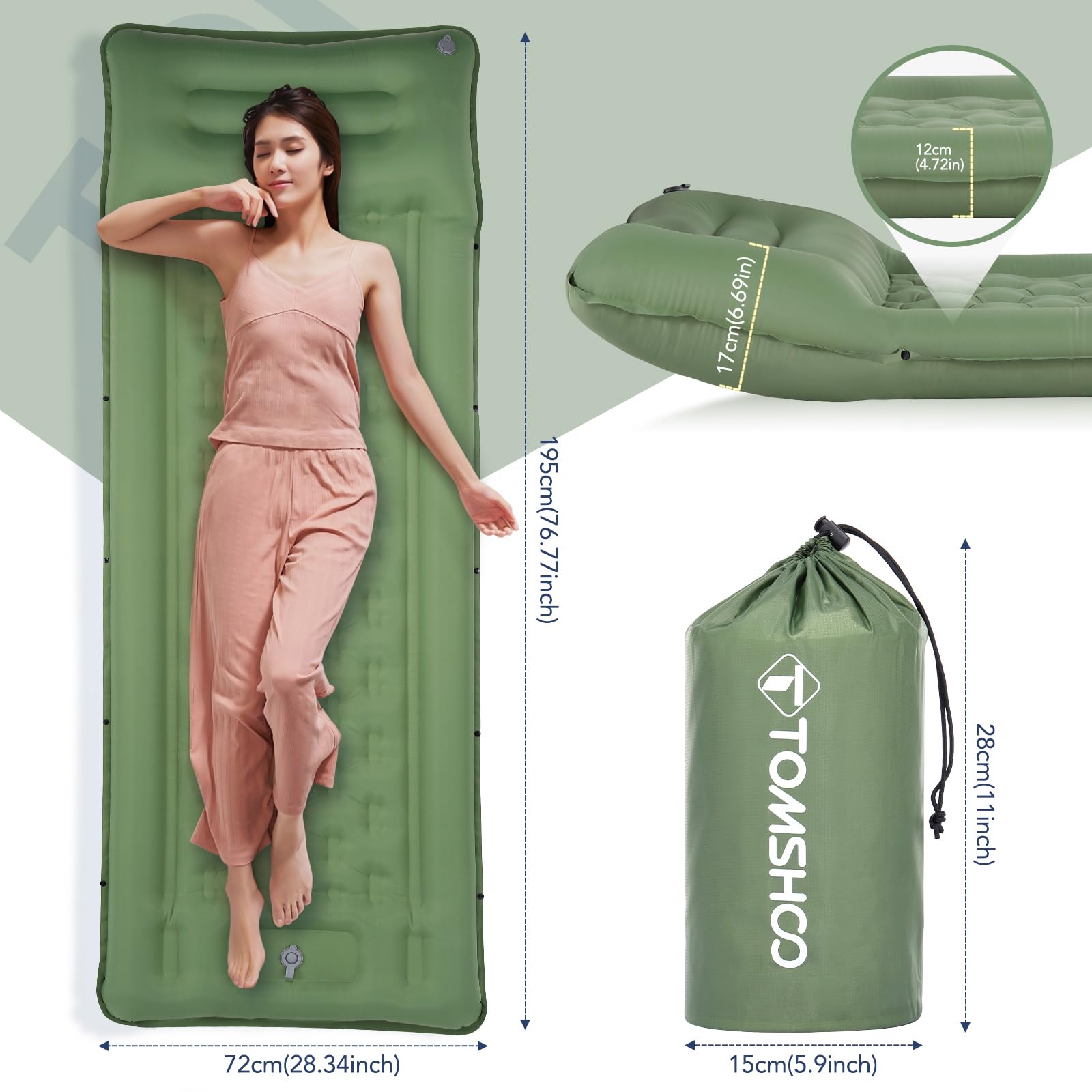 Tomshoo sleeping pad kit includes patch kit and carabiners for quick repairs on trail