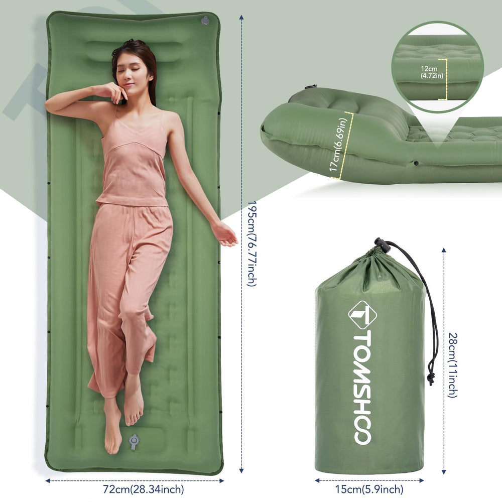 Tomshoo sleeping pad kit includes patch kit and carabiners for quick repairs on trail