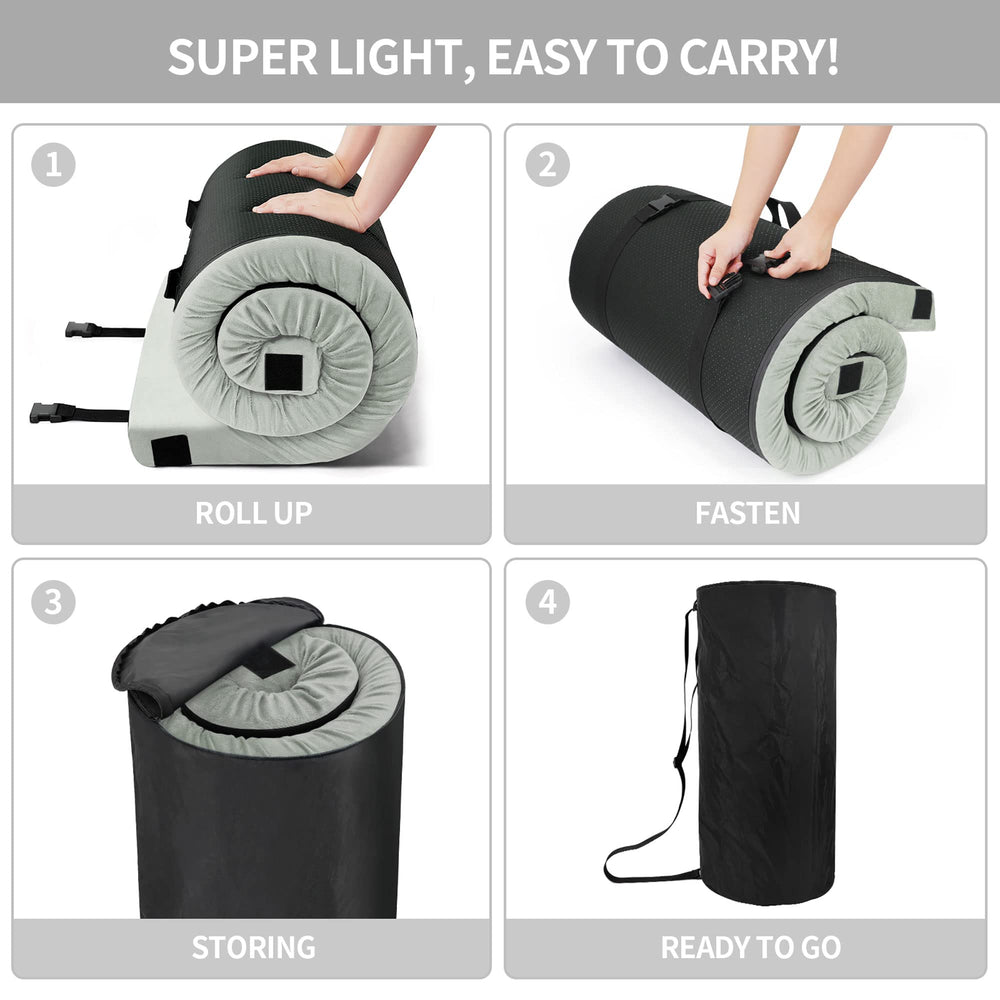 TONAHUTU compact roll-up design fits in a travel bag for camping trips.