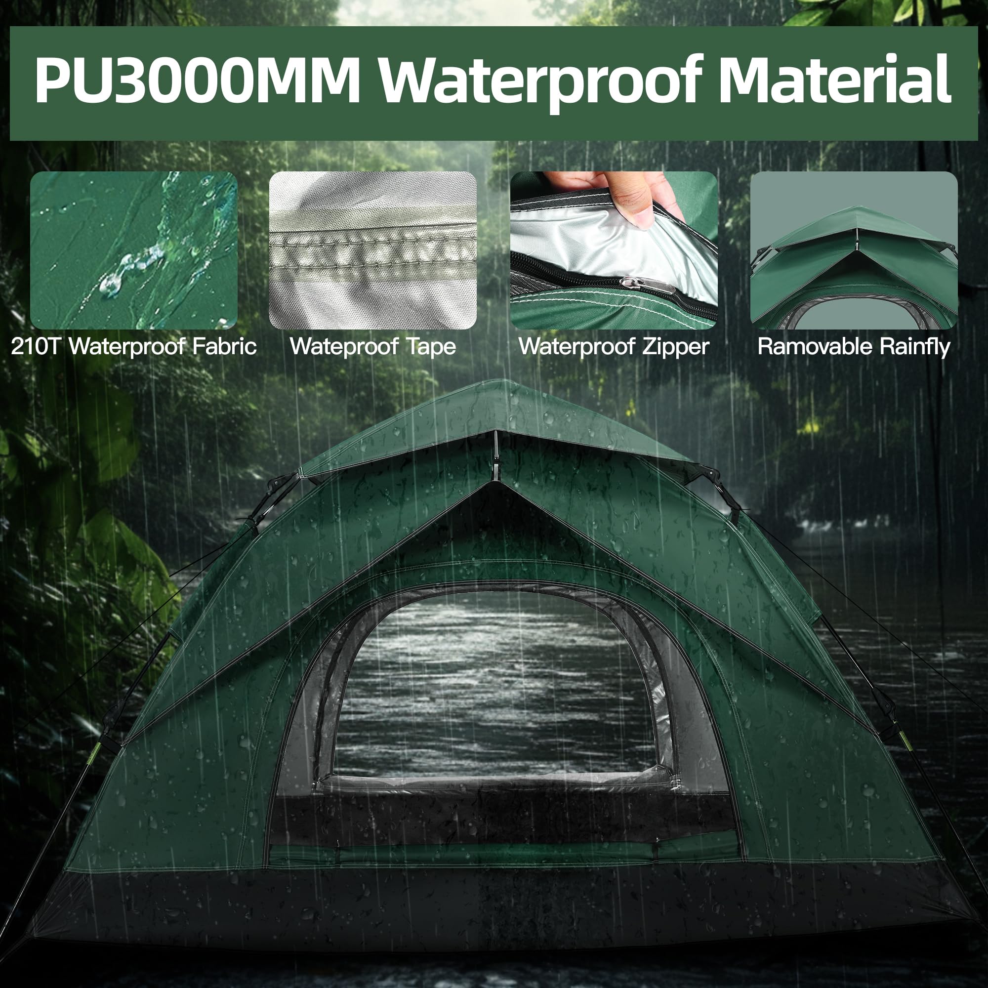 Toncoke tent dual-doors-mesh highlights breathable entry with insect protection.