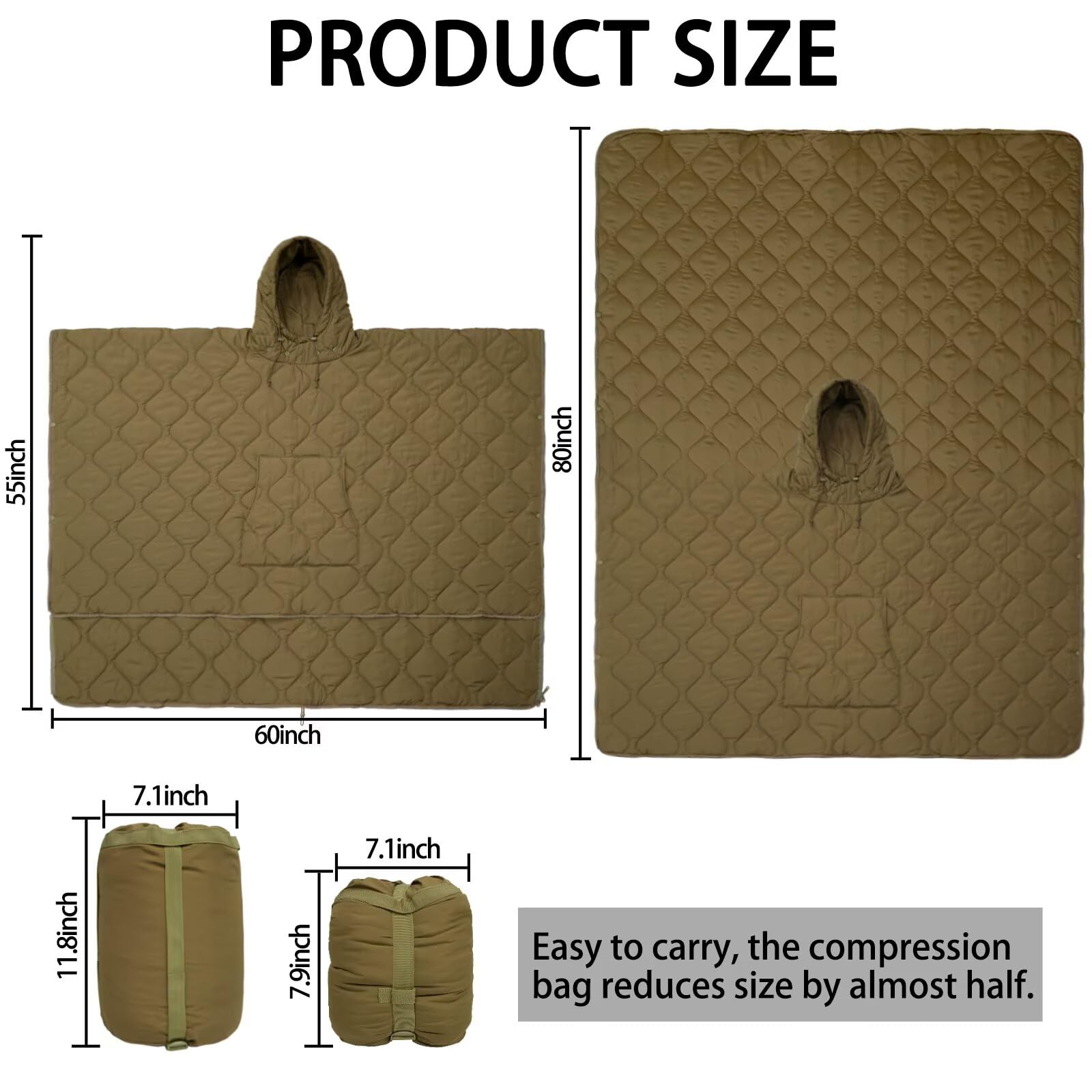 Tongcamo Poncho Liner Hood Adjustment demonstrates wind sealing for exposed trails.