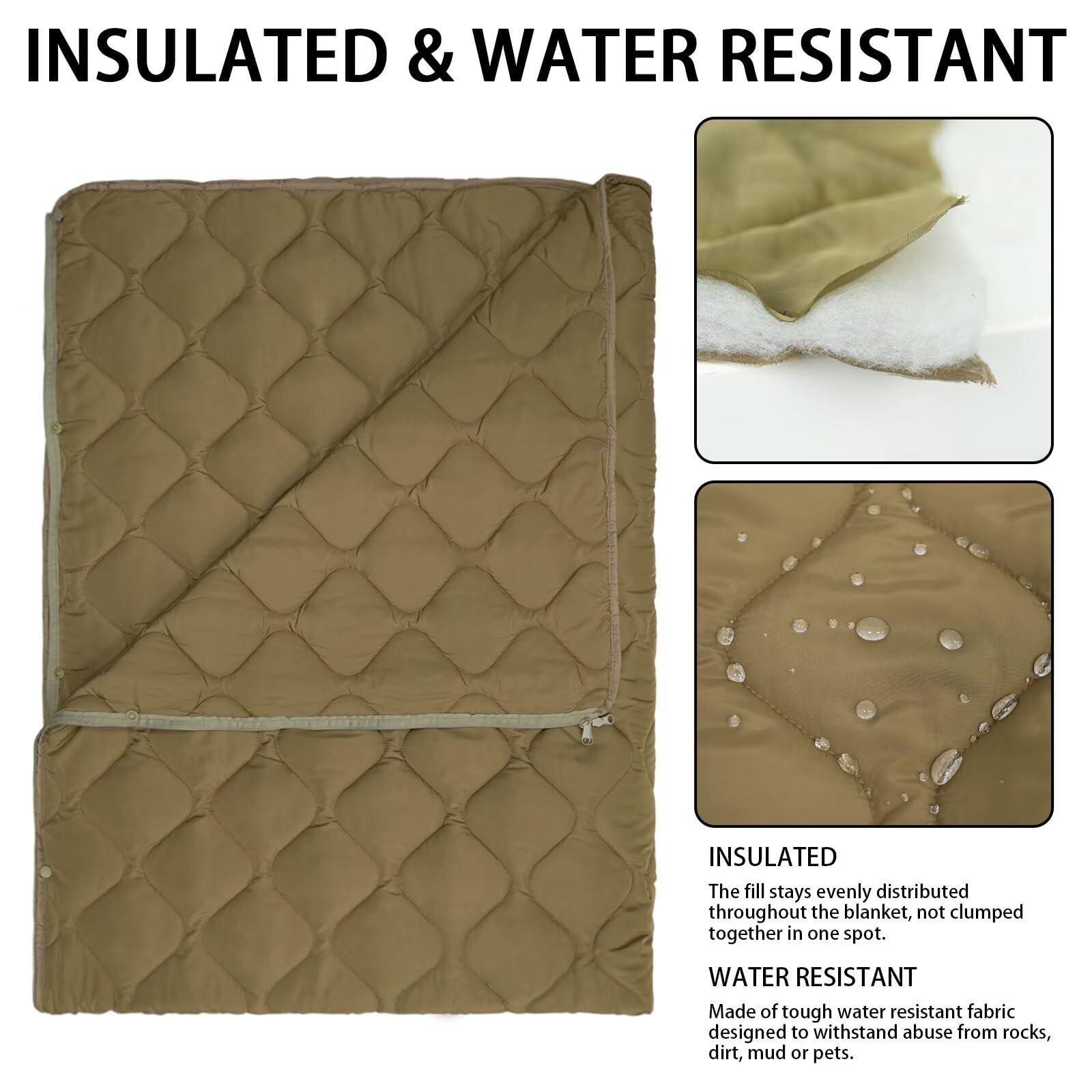Tongcamo Poncho Liner Side Snaps keeps poncho secure during movement.