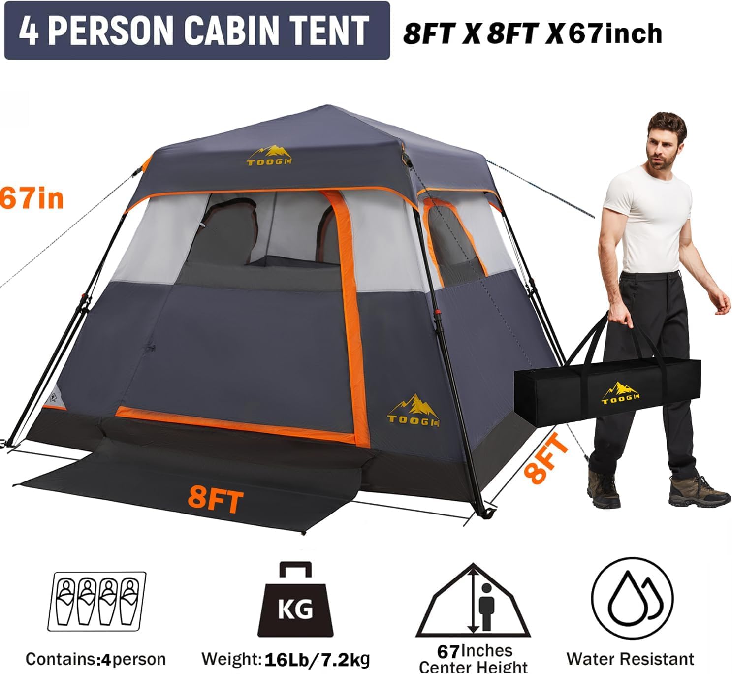 Toogh 3-4 person tent rainfly—keeps gear dry during showers