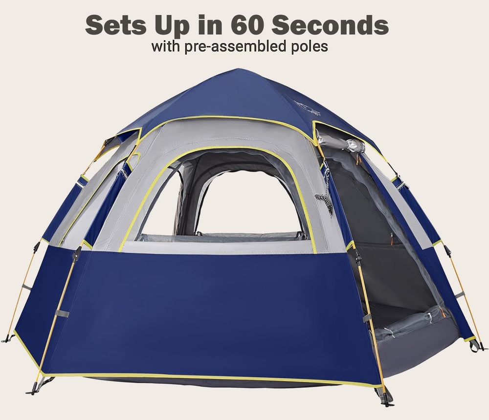 Toogh camping tent hexagonal-base design for stable wind resistance and space.