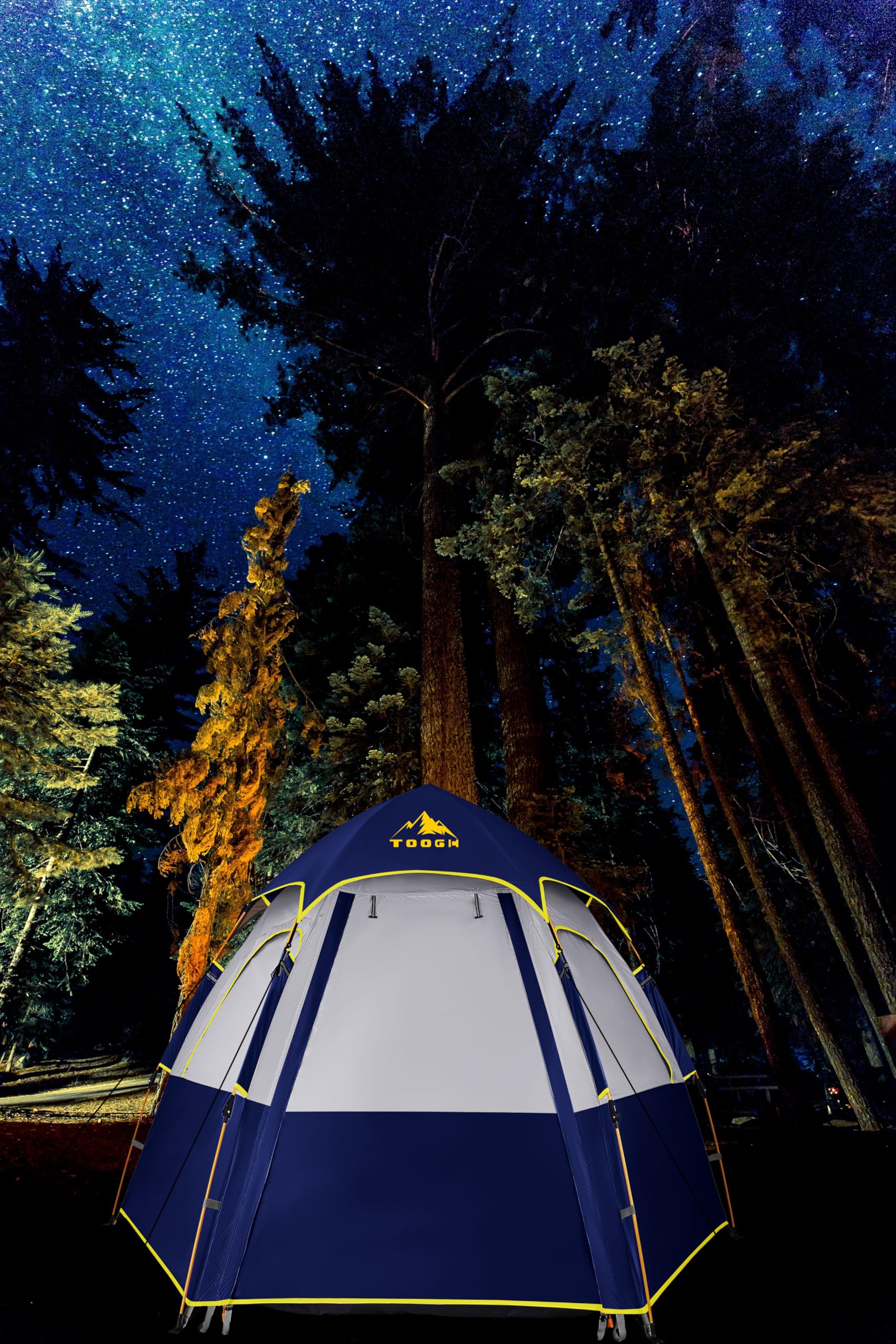 Toogh camping tent indoor-use capability with four windows for monitoring sleeping kids.