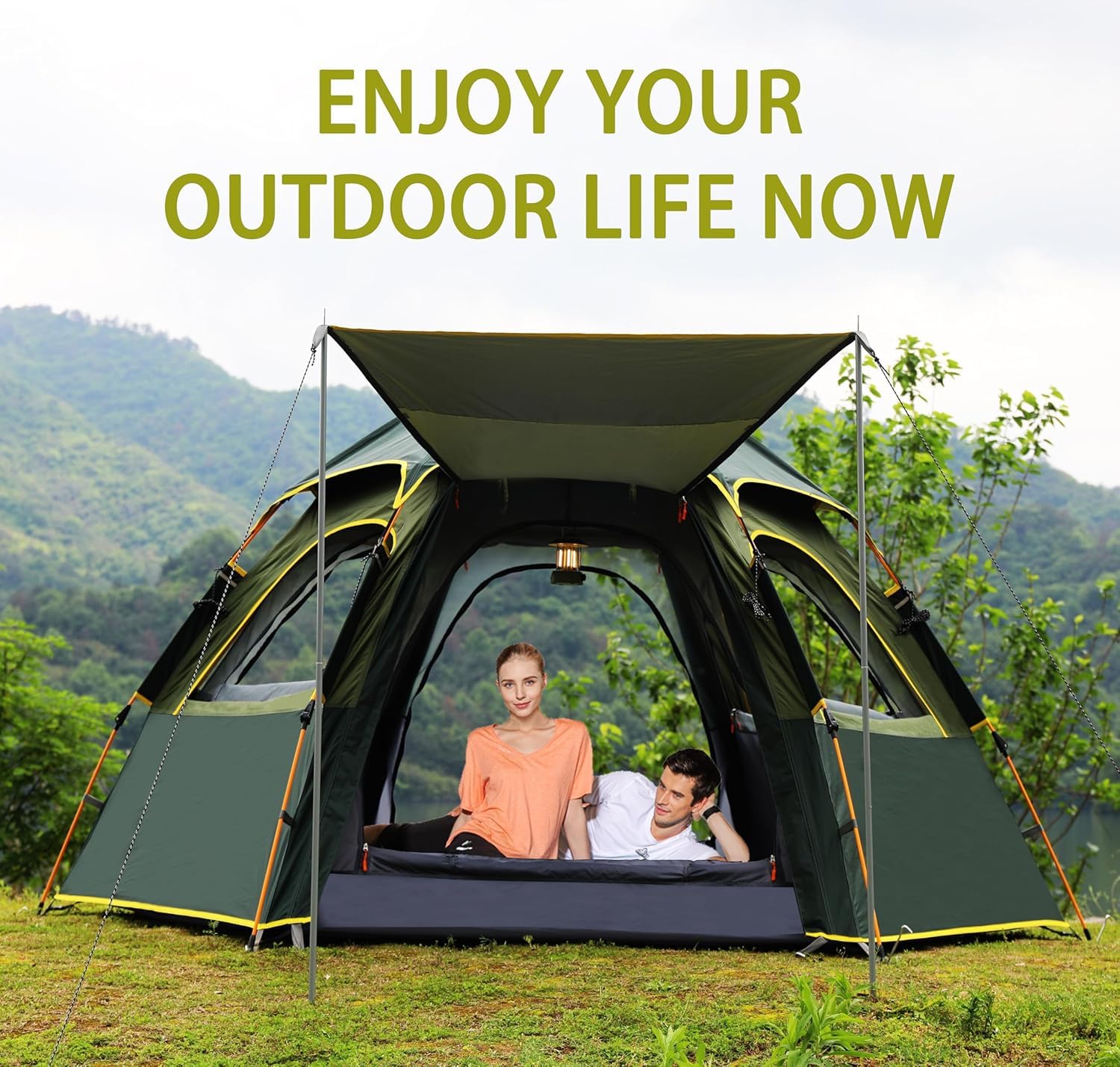 Toogh tent dual-doors with mosquito-netting provide ventilation and bug protection