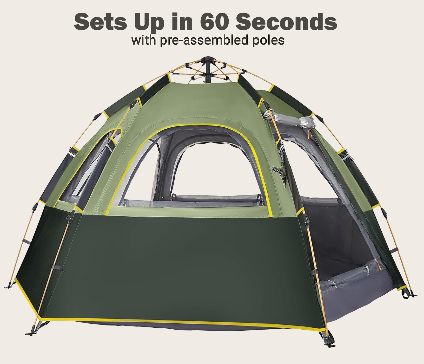 Toogh tent hexagonal structure showcases stable wind resistance during storms
