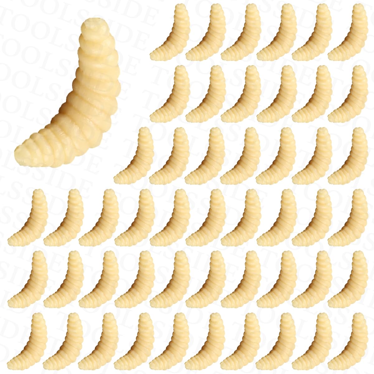 TOOLSSIDE 50 Pcs Rubber Maggots 22mm Crappie Jigs image 1