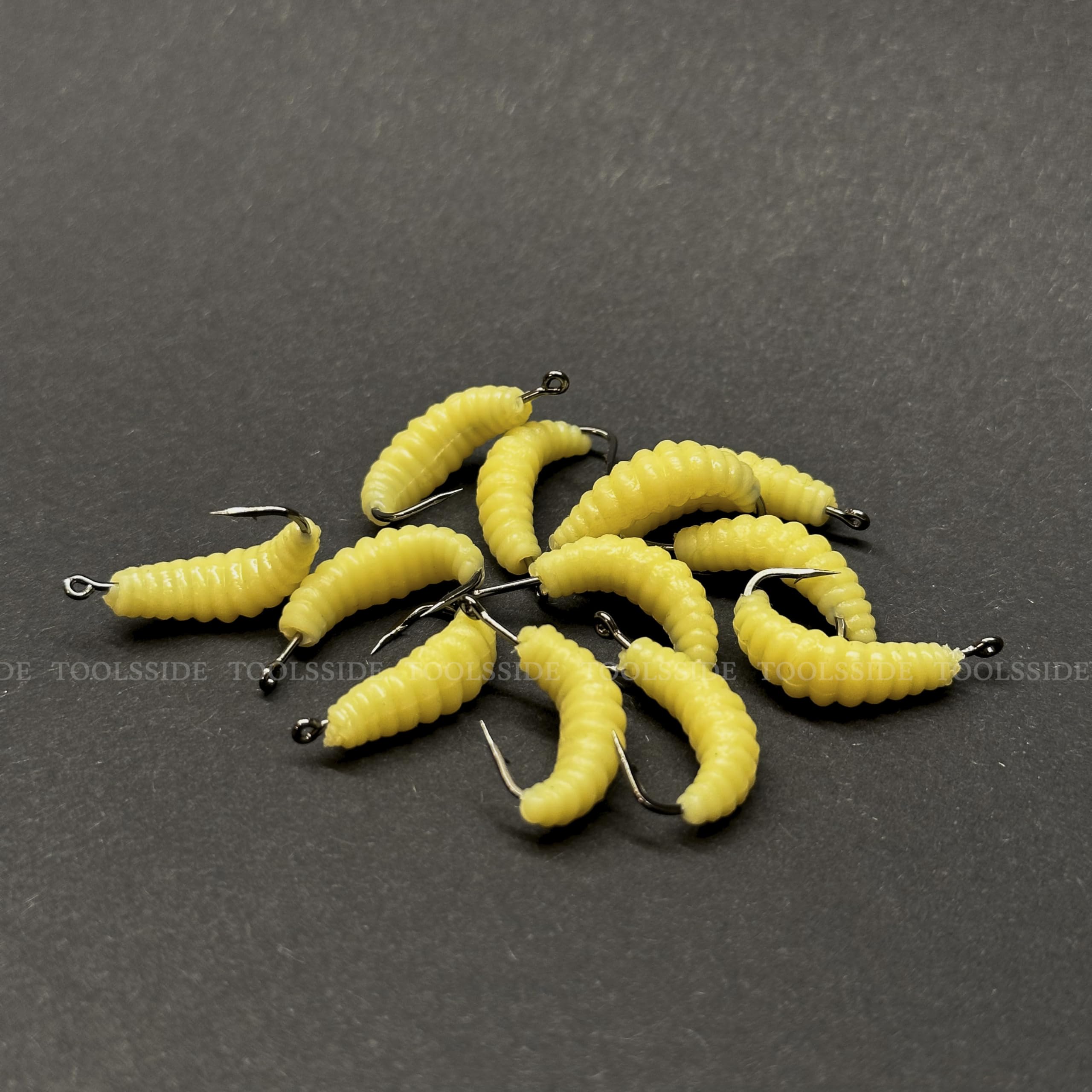 Maggot fishing lures in action, realistic movement