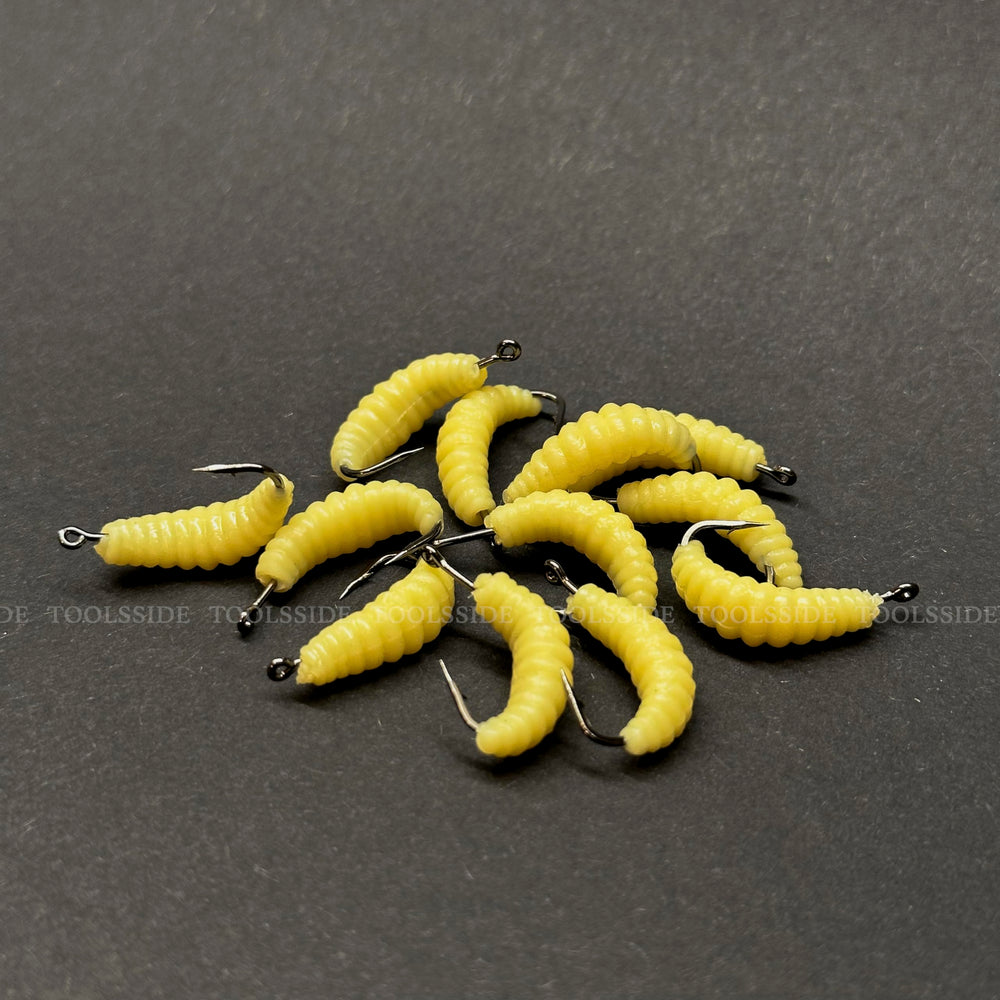 Maggot fishing lures in action, realistic movement