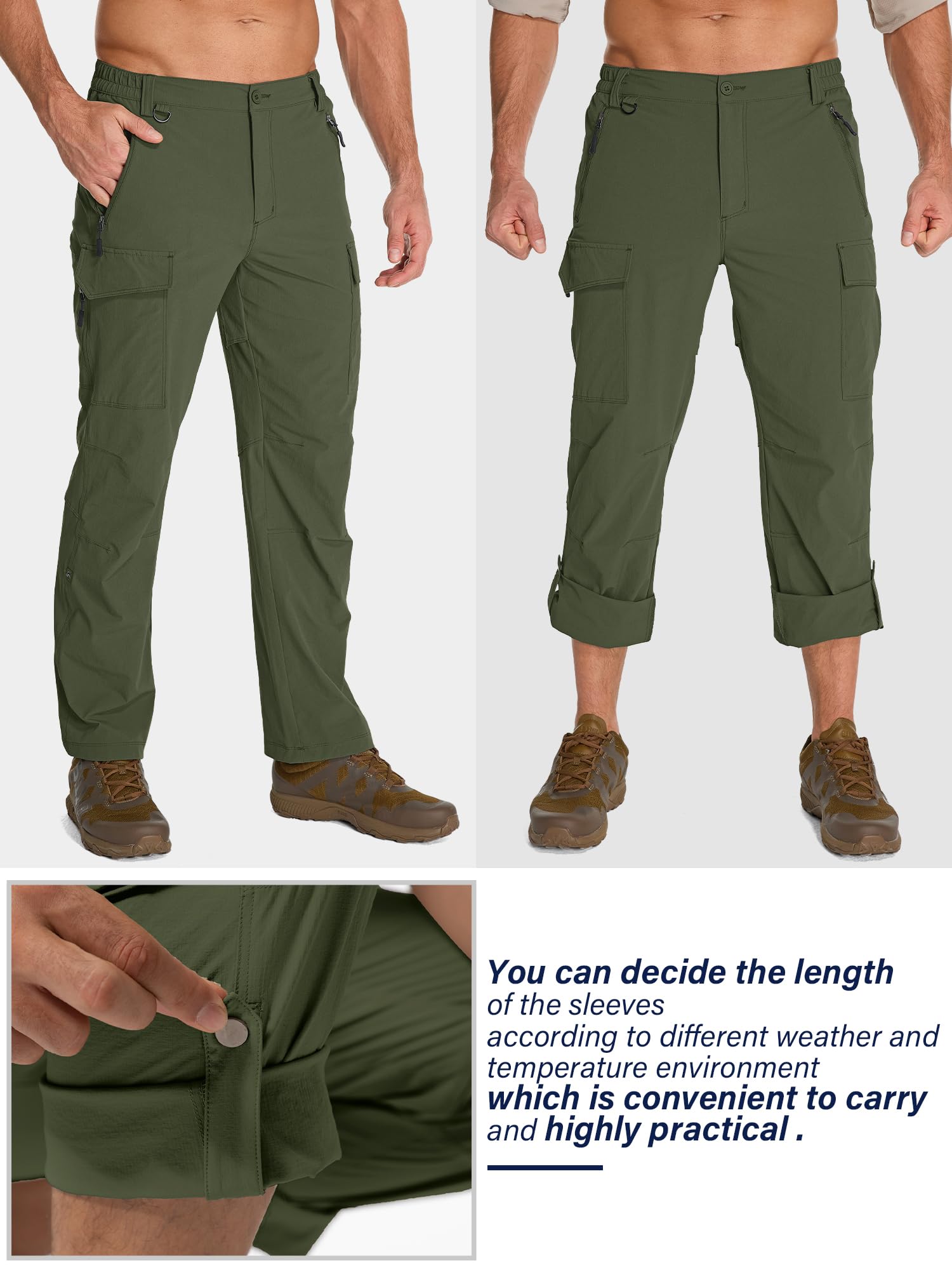 Toomett mens hiking pants adjustable waist for personalized fit